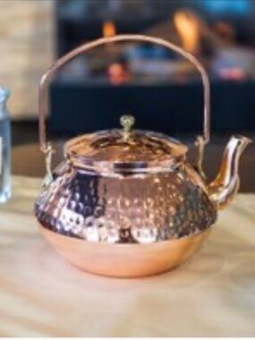 Copper Hammered Japanese Style Tea Kettle with Handle
